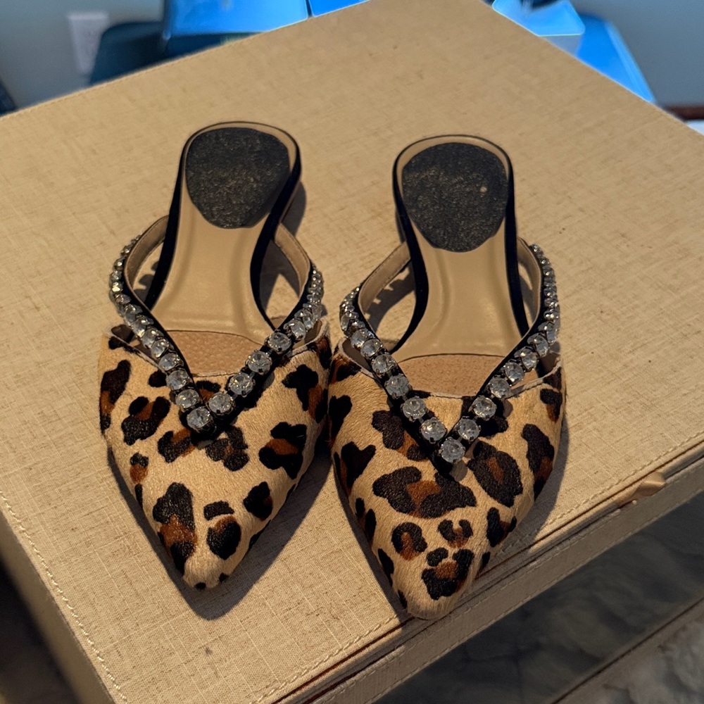 Leopard Print Women's Shoes with Rhinestone Detail